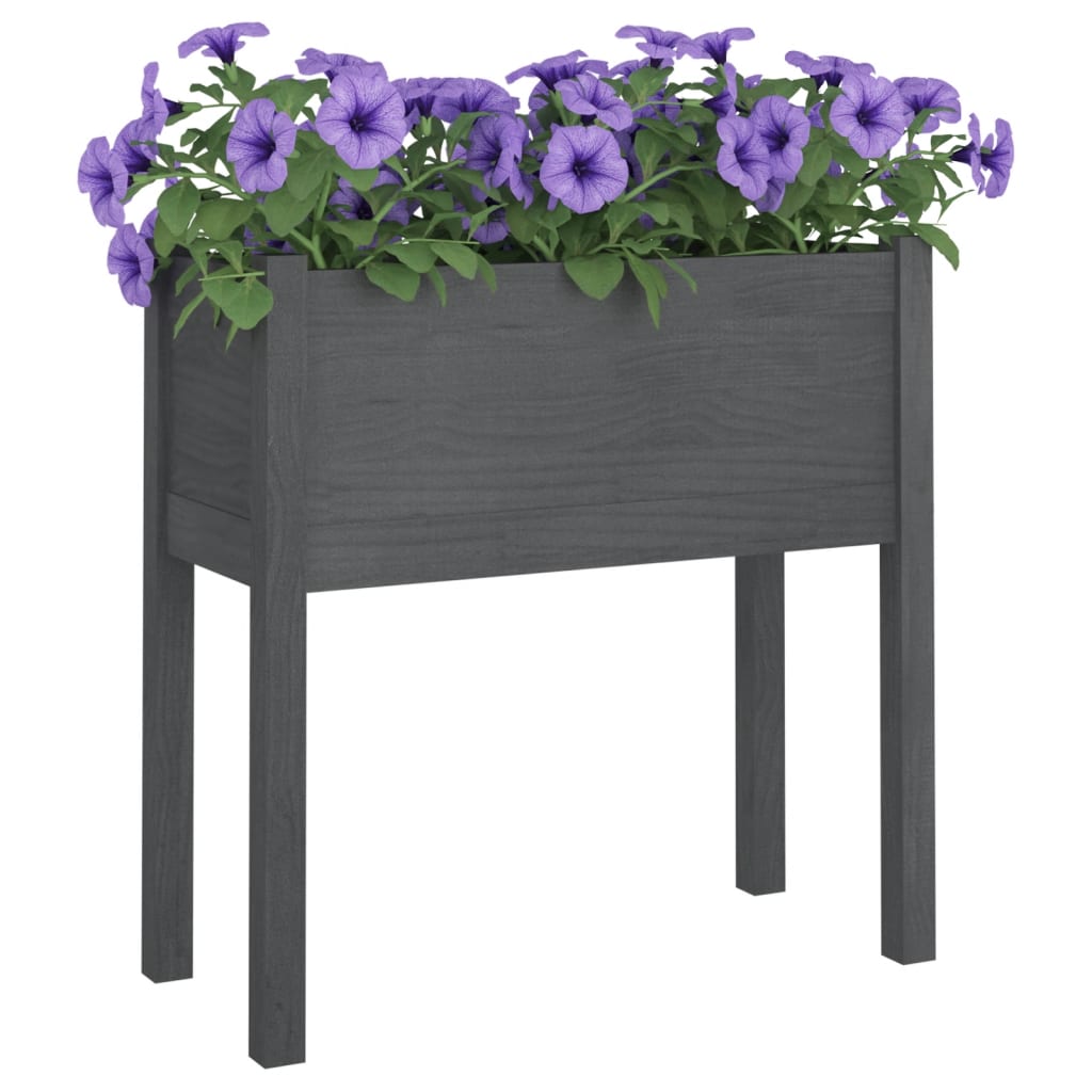 vidaXL Garden Planters 2 pcs Grey 70x31x70 cm Solid Pinewood