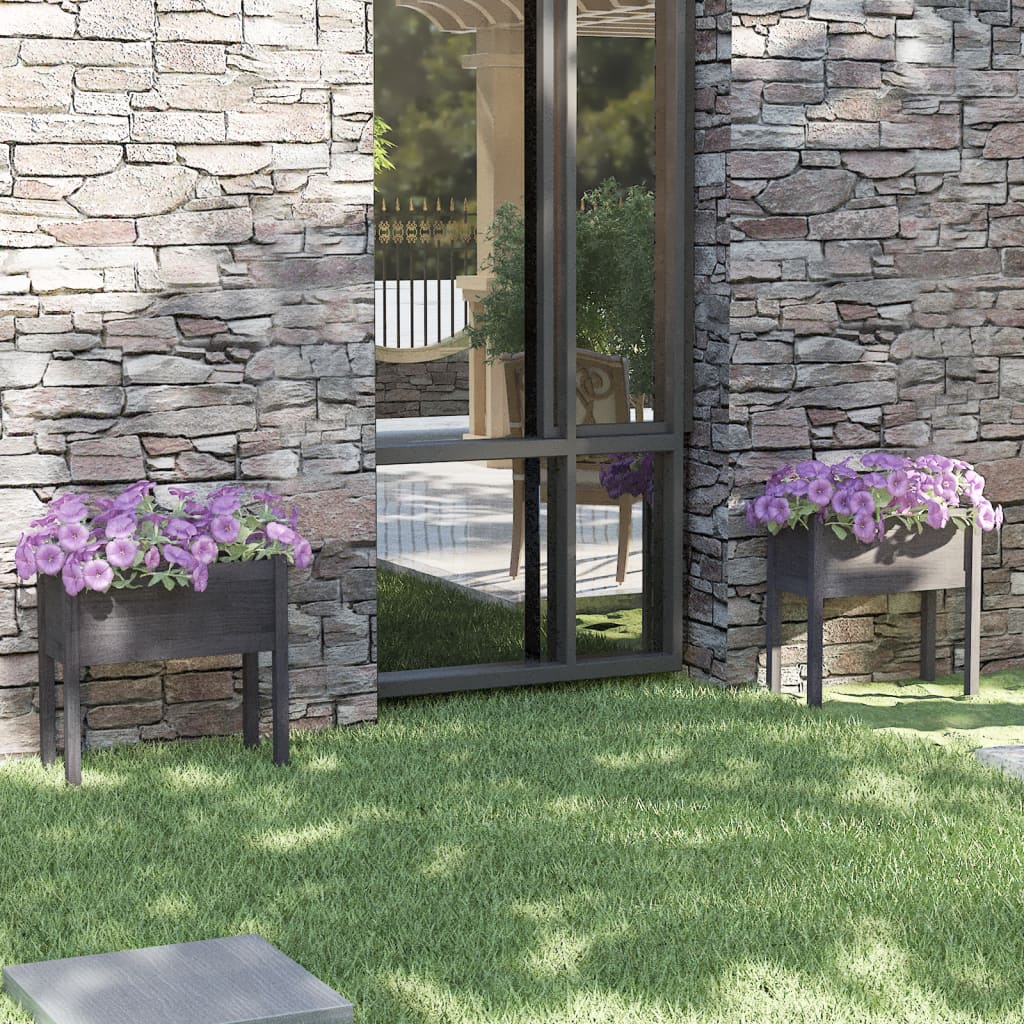vidaXL Garden Planters 2 pcs Grey 70x31x70 cm Solid Pinewood