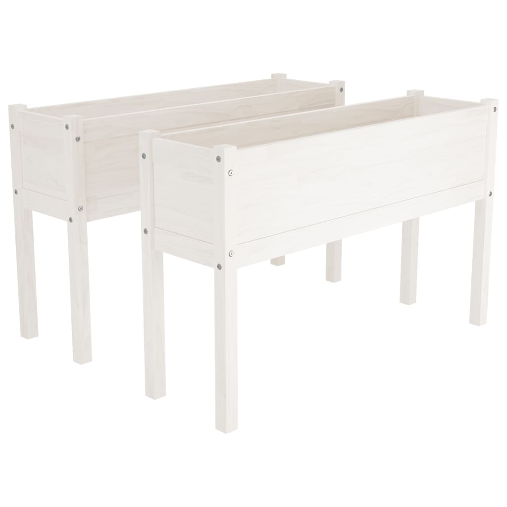 vidaXL Garden Planters 2 pcs White 110x31x70 cm Solid Pinewood