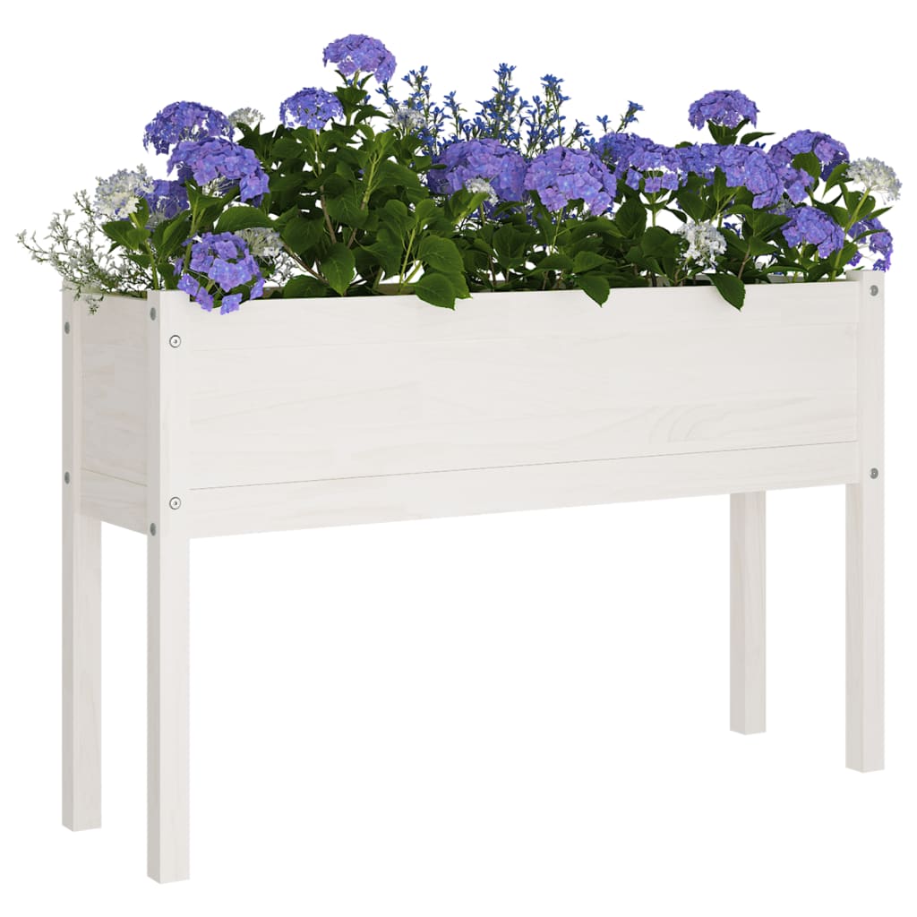 vidaXL Garden Planters 2 pcs White 110x31x70 cm Solid Pinewood