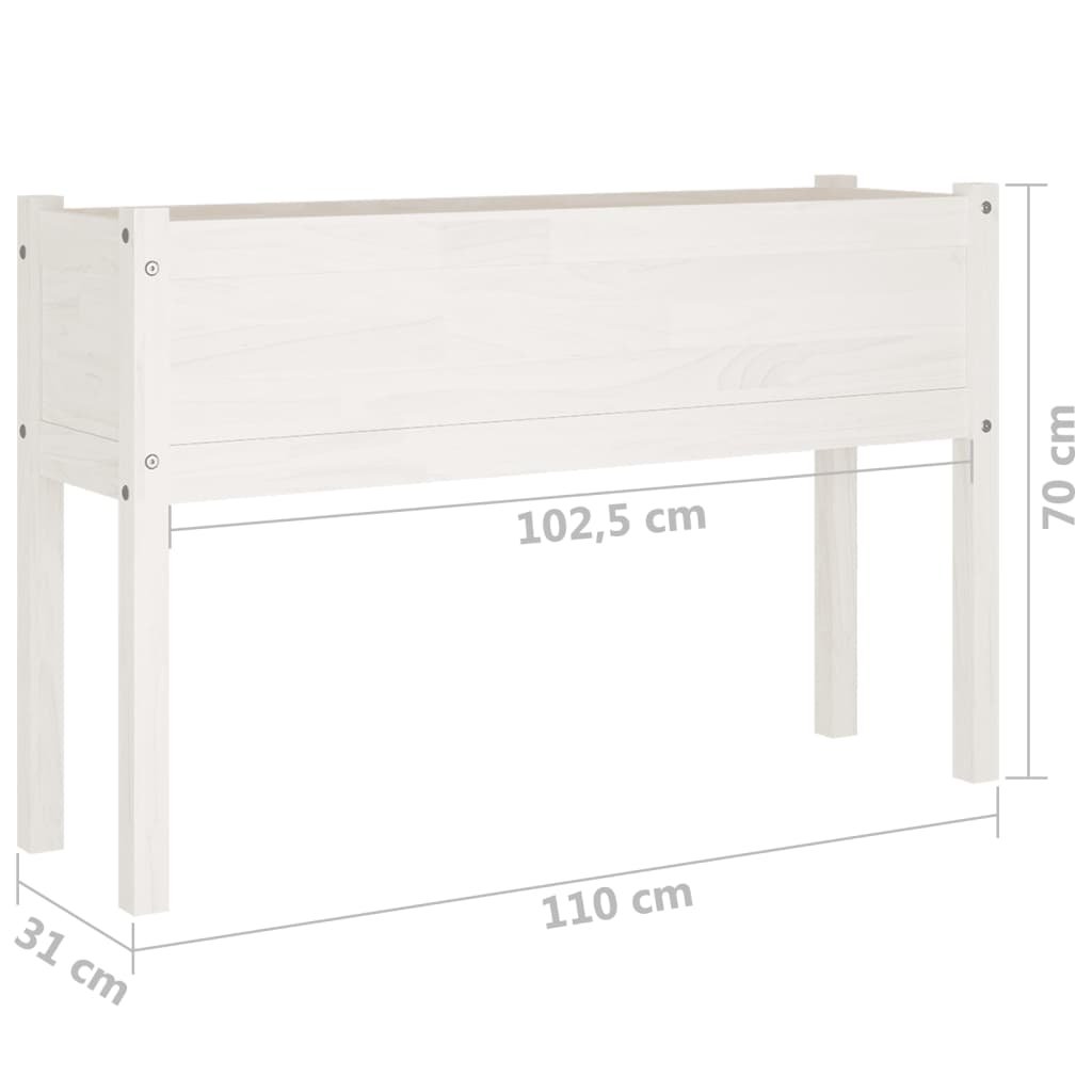 vidaXL Garden Planters 2 pcs White 110x31x70 cm Solid Pinewood