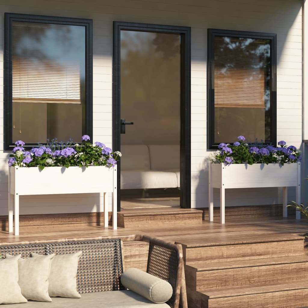 vidaXL Garden Planters 2 pcs White 110x31x70 cm Solid Pinewood