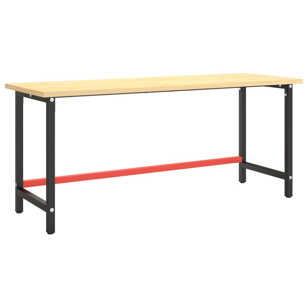 vidaXL Work Bench Frame Matte Black and Matte Red 180x57x79 cm Metal