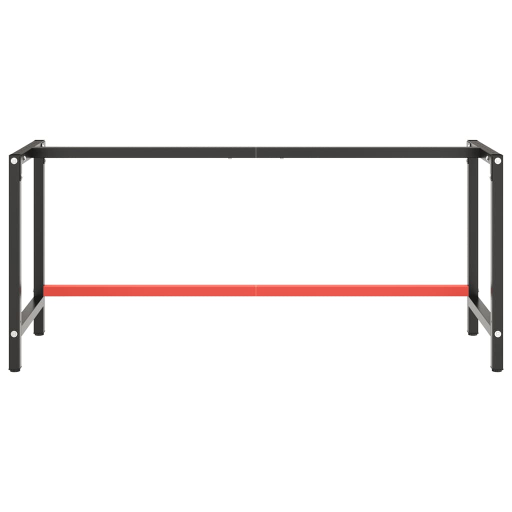 vidaXL Work Bench Frame Matte Black and Matte Red 180x57x79 cm Metal