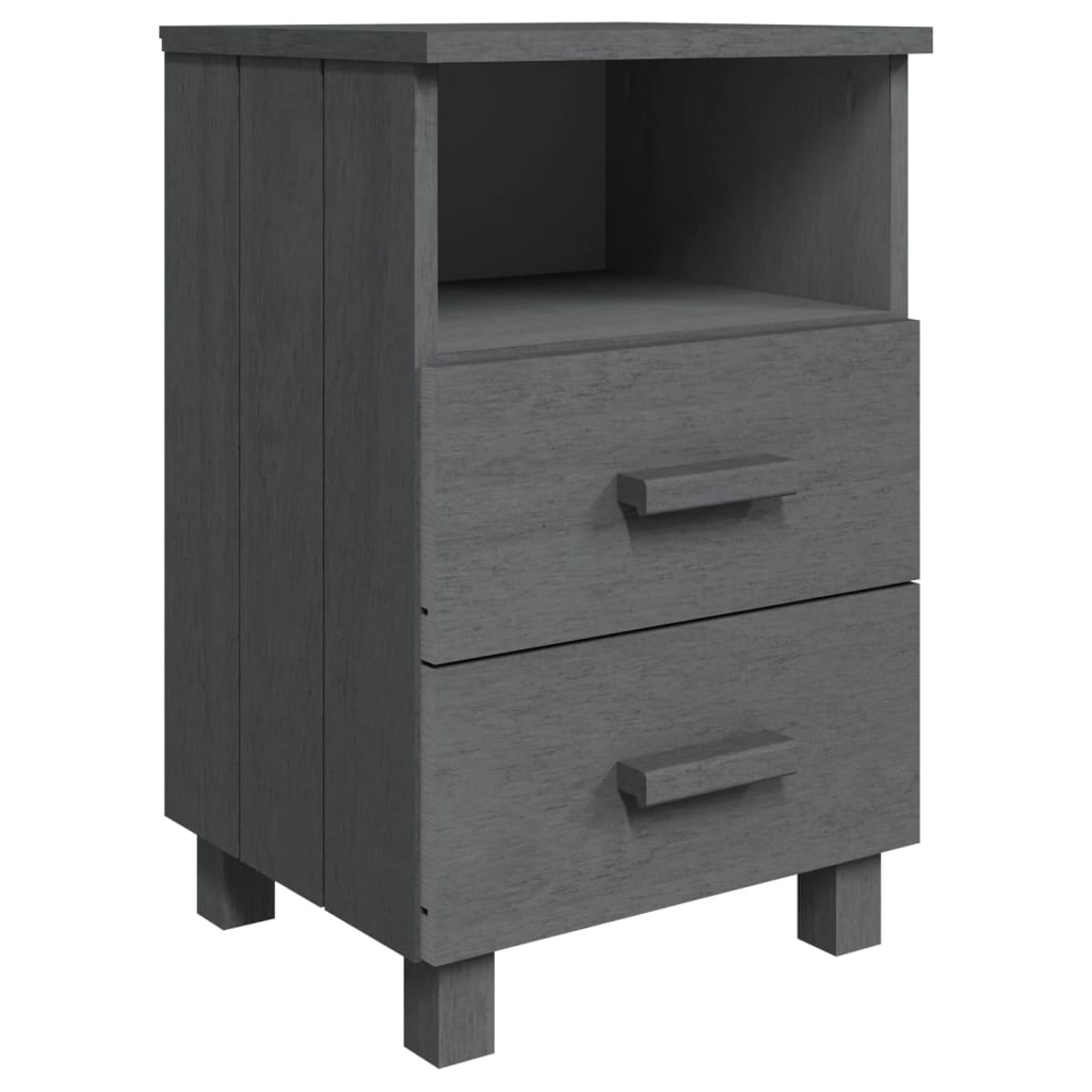 vidaXL Bedside Cabinet "HAMAR" Dark Grey 40x35x62 cm Solid Wood Pine