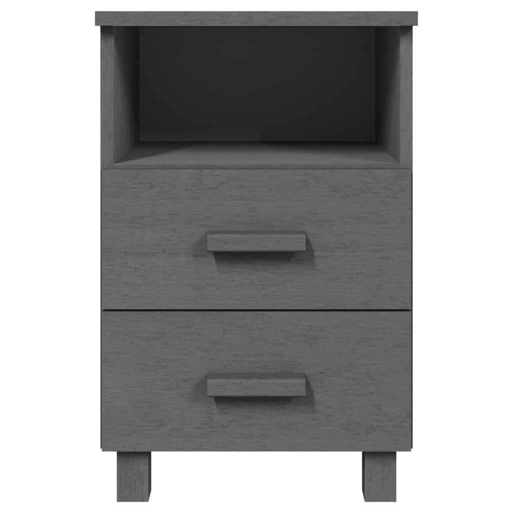 vidaXL Bedside Cabinet "HAMAR" Dark Grey 40x35x62 cm Solid Wood Pine
