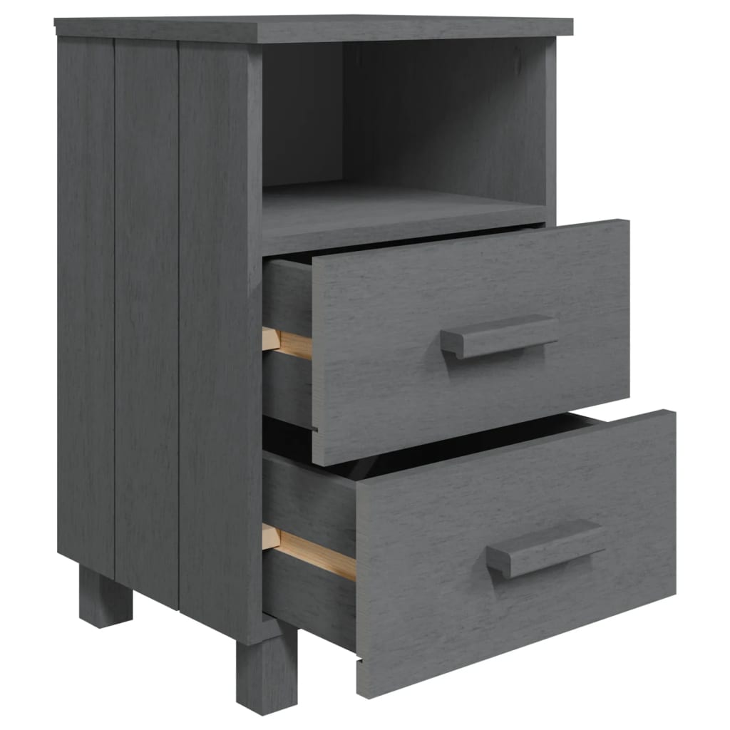 vidaXL Bedside Cabinet "HAMAR" Dark Grey 40x35x62 cm Solid Wood Pine