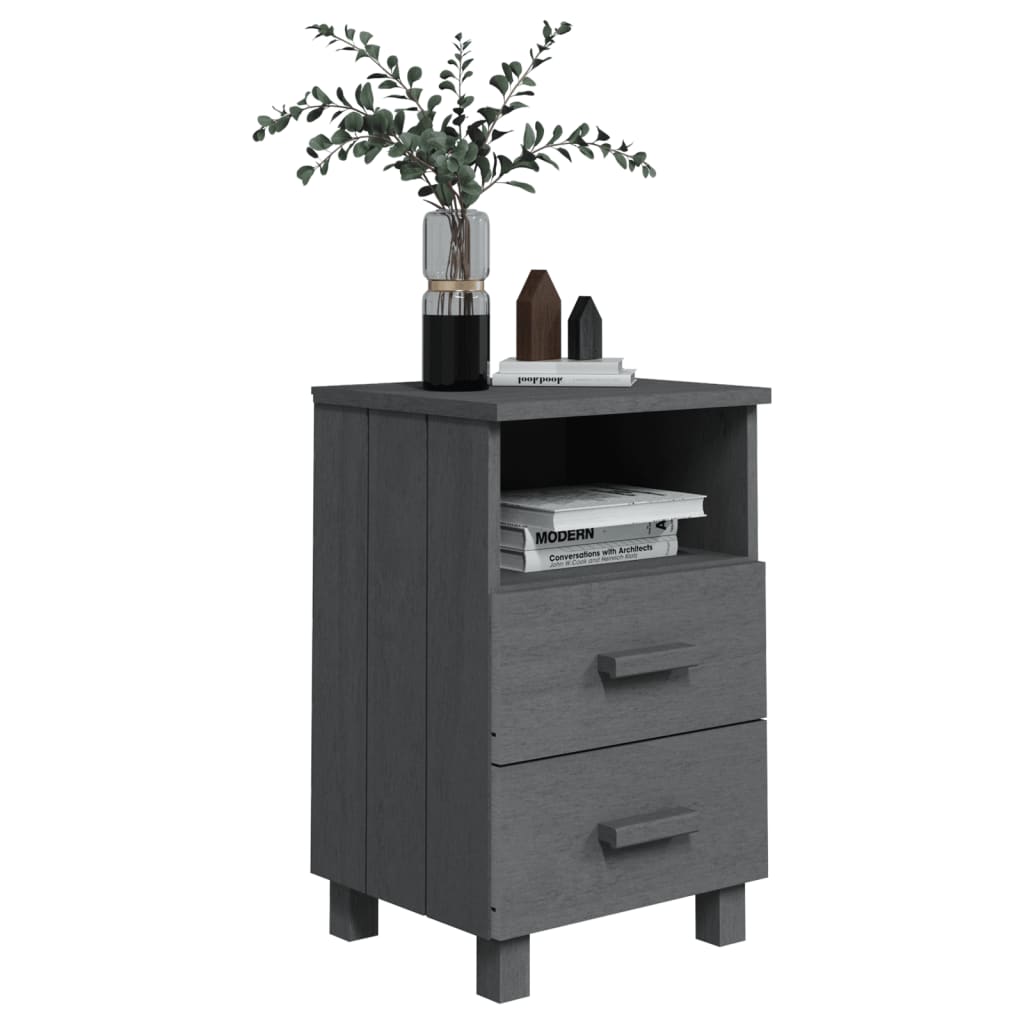 vidaXL Bedside Cabinet "HAMAR" Dark Grey 40x35x62 cm Solid Wood Pine