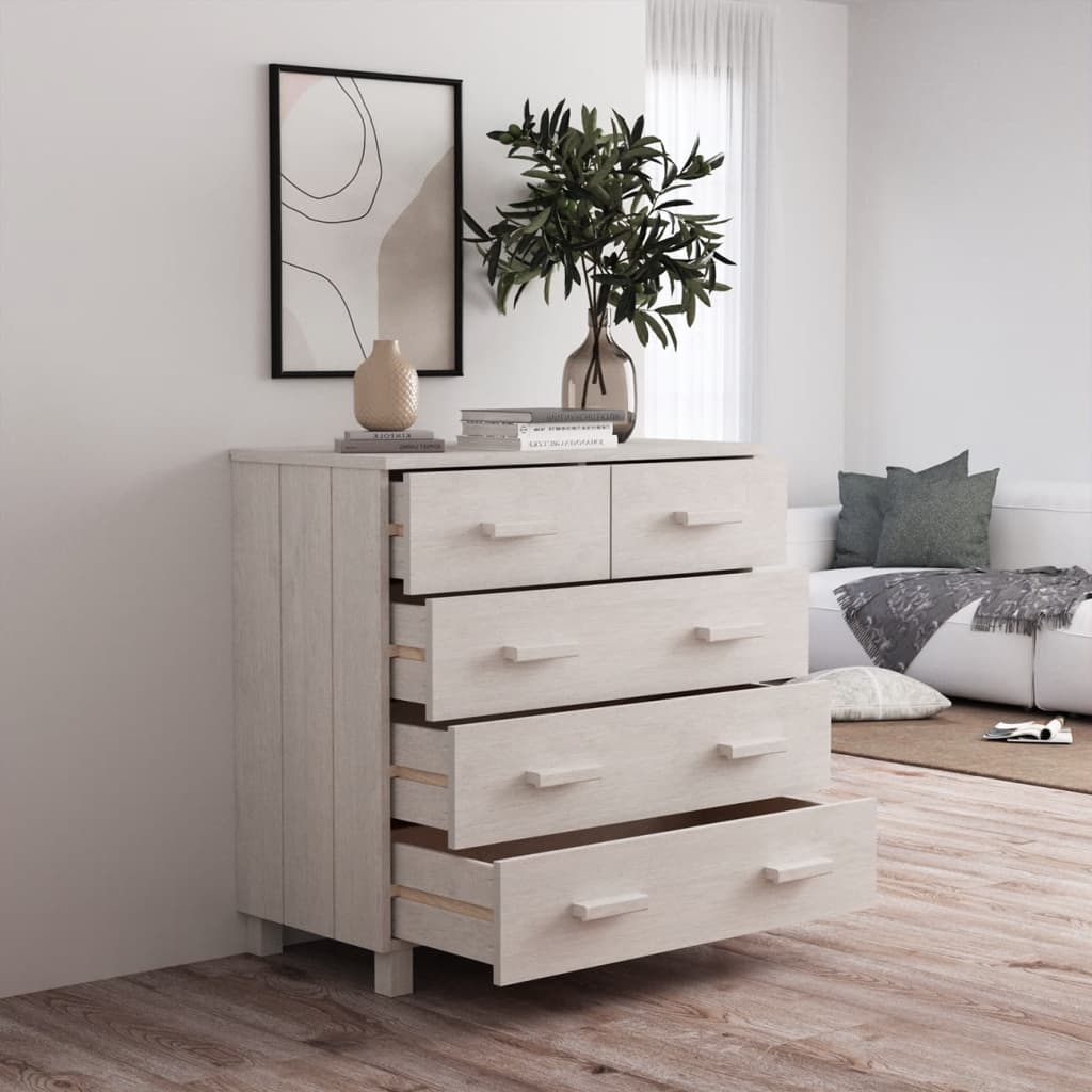 vidaXL Sideboard "HAMAR" White 79x40x80 cm Solid Wood Pine