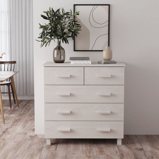 vidaXL Sideboard "HAMAR" White 79x40x80 cm Solid Wood Pine