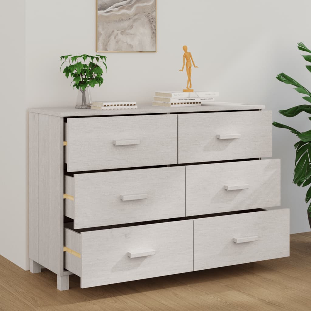 vidaXL Sideboard "HAMAR" White 113x40x80 cm Solid Wood Pine