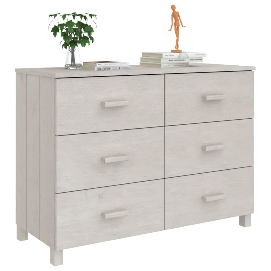 vidaXL Sideboard "HAMAR" White 113x40x80 cm Solid Wood Pine