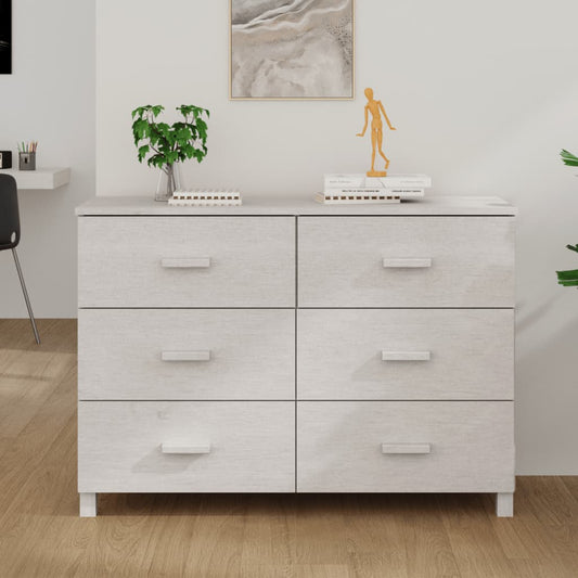 vidaXL Sideboard "HAMAR" White 113x40x80 cm Solid Wood Pine