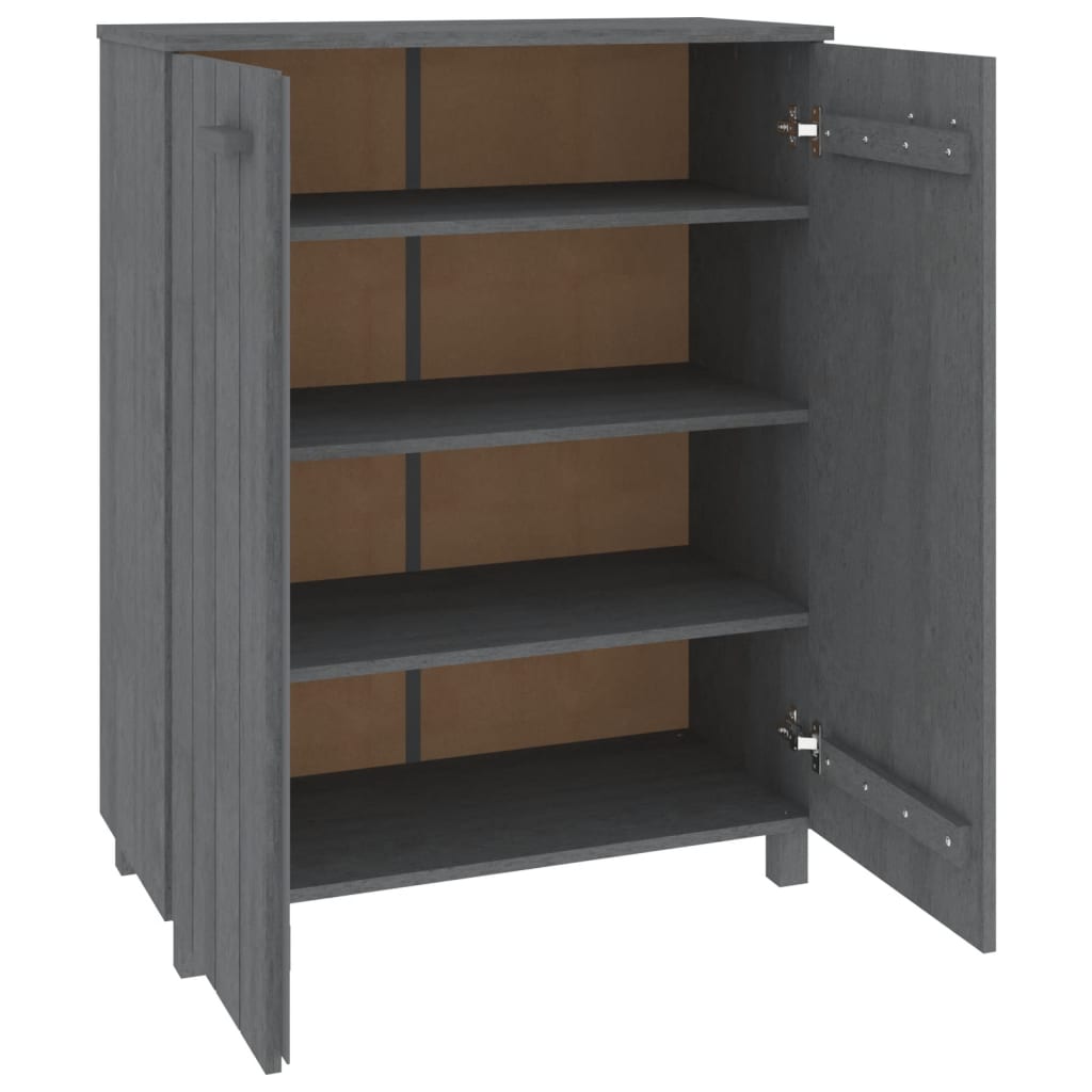 vidaXL Shoe Cabinet "HAMAR" Dark Grey 85x40x108 cm Solid Wood Pine