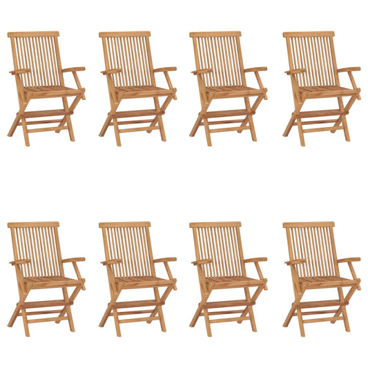 vidaXL Folding Garden Chairs 8 pcs Solid Wood Teak