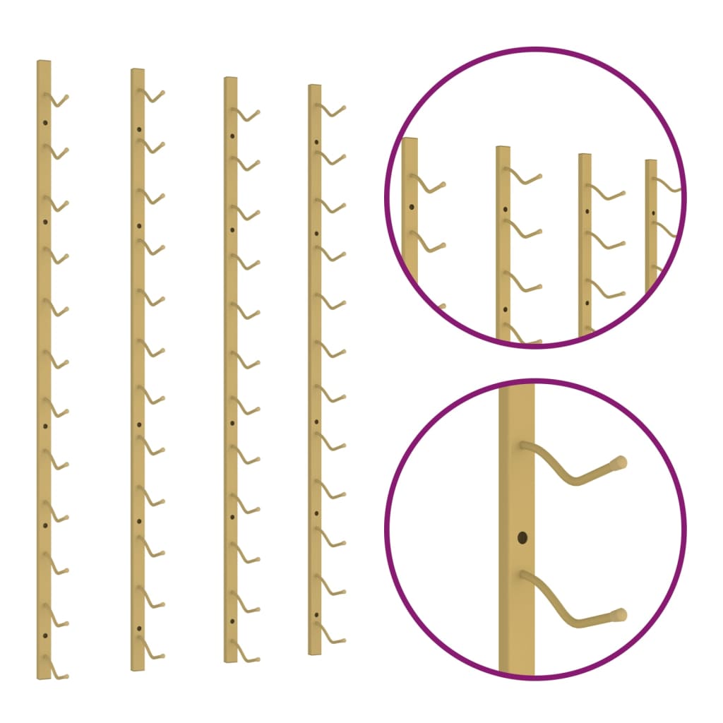 vidaXL Wall Mounted Wine Rack for 12 Bottles 2 pcs Gold Iron