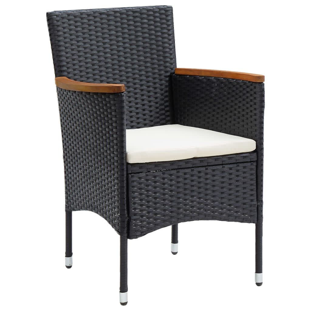 vidaXL 5 Piece Garden Dining Set with Cushions Poly Rattan Black