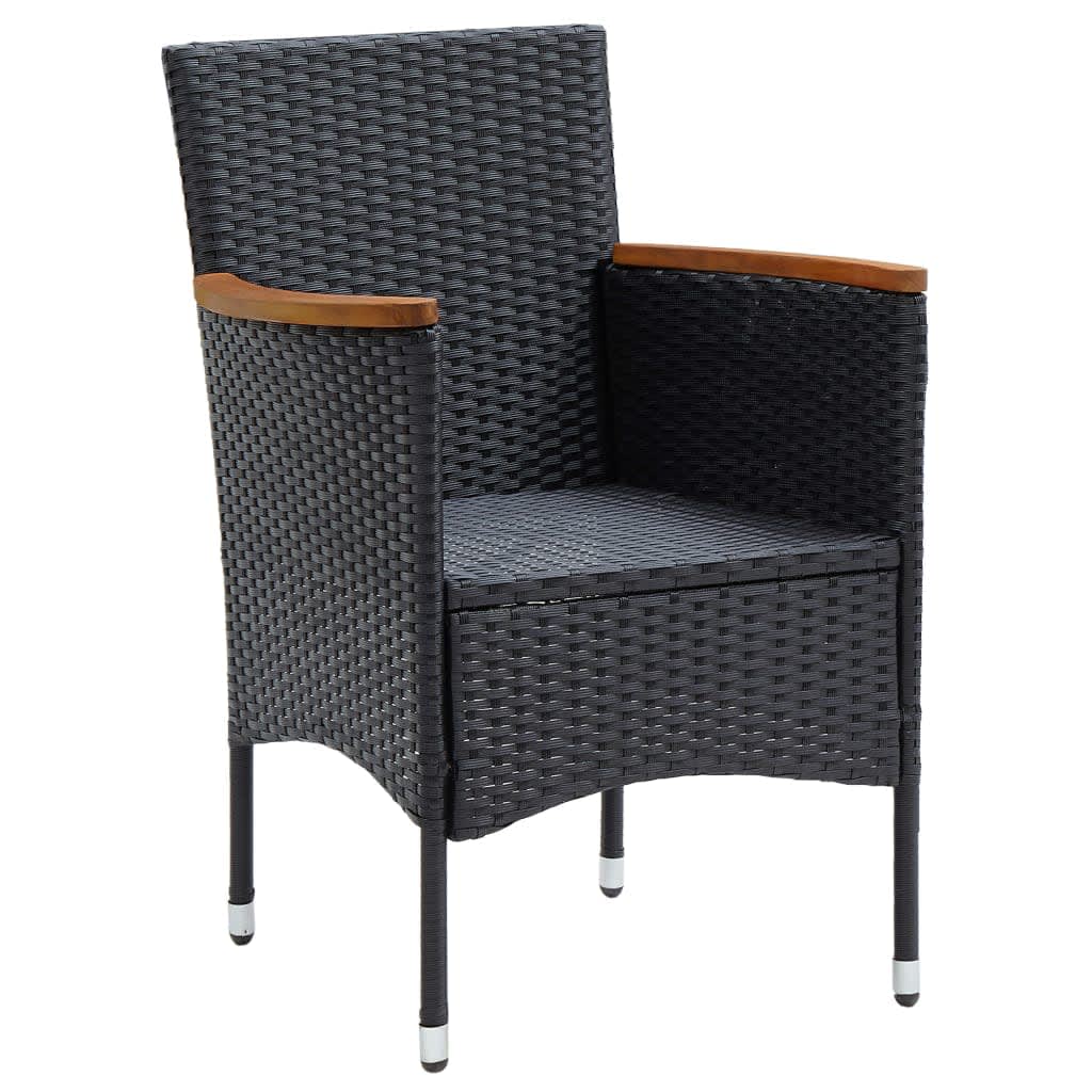 vidaXL 5 Piece Garden Dining Set with Cushions Poly Rattan Black