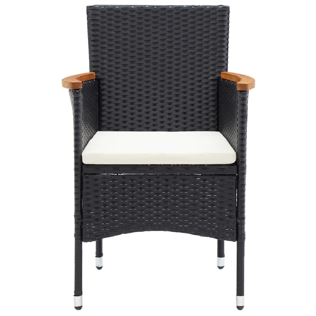 vidaXL 5 Piece Garden Dining Set with Cushions Poly Rattan Black