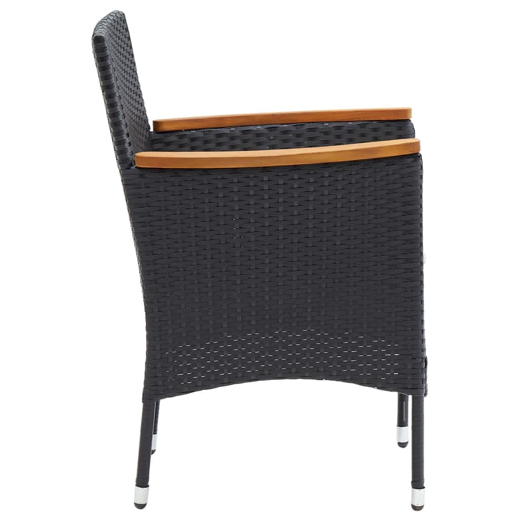 vidaXL 5 Piece Garden Dining Set with Cushions Poly Rattan Black