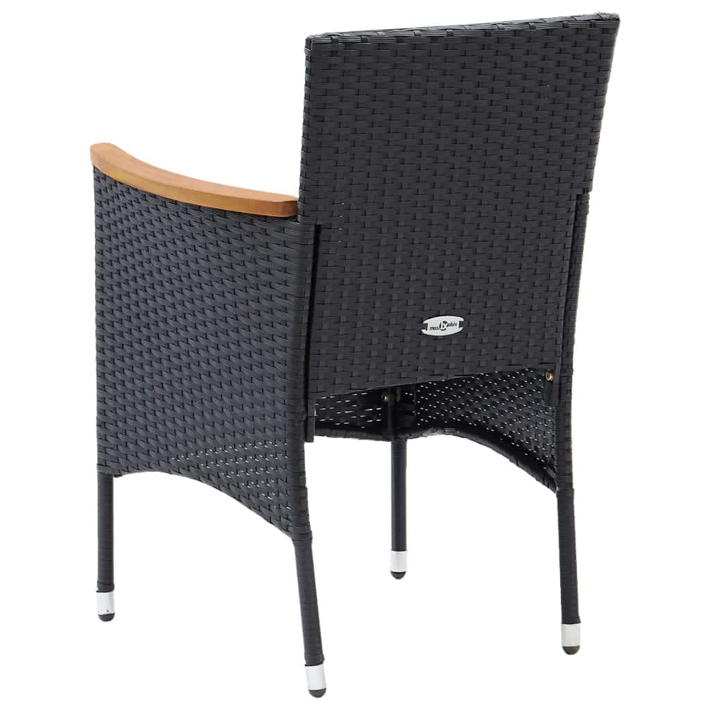 vidaXL 5 Piece Garden Dining Set with Cushions Poly Rattan Black