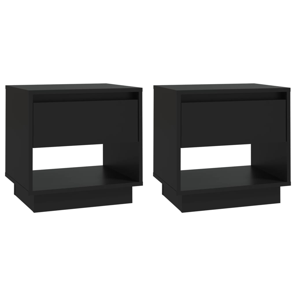 vidaXL Bedside Cabinets 2 pcs Black 45x34x44 cm Engineered Wood