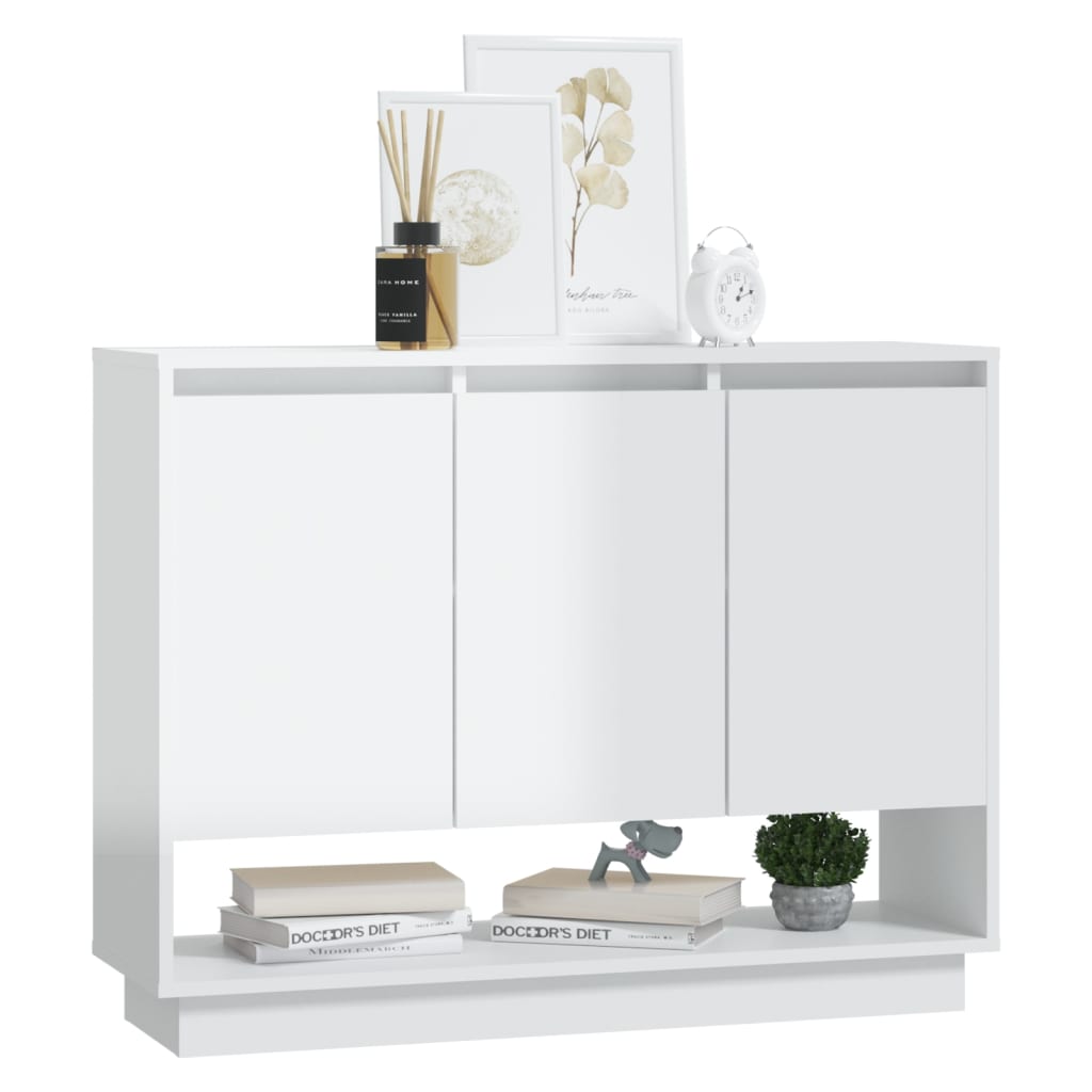 vidaXL Sideboard High Gloss White 97x31x75 cm Engineered Wood