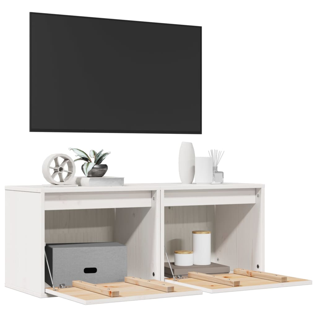 vidaXL Wall Cabinets 2 pcs White 45x30x35 cm Solid Wood Pine