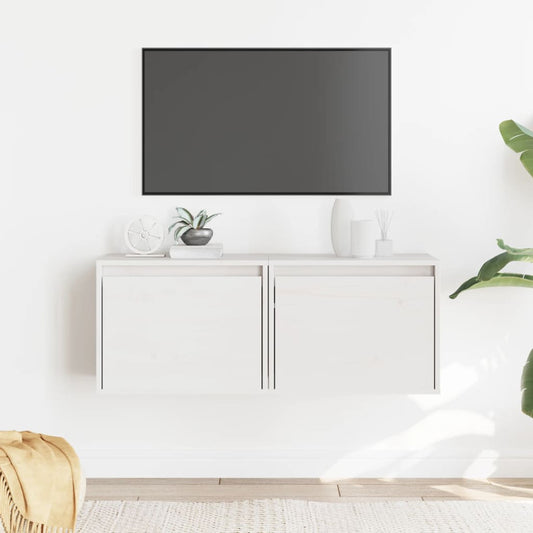 vidaXL Wall Cabinets 2 pcs White 45x30x35 cm Solid Wood Pine