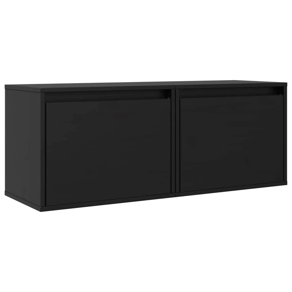 vidaXL Wall Cabinets 2 pcs Black 45x30x35 cm Solid Wood Pine