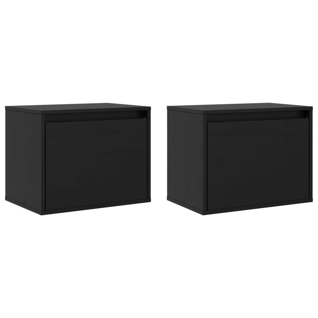 vidaXL Wall Cabinets 2 pcs Black 45x30x35 cm Solid Wood Pine