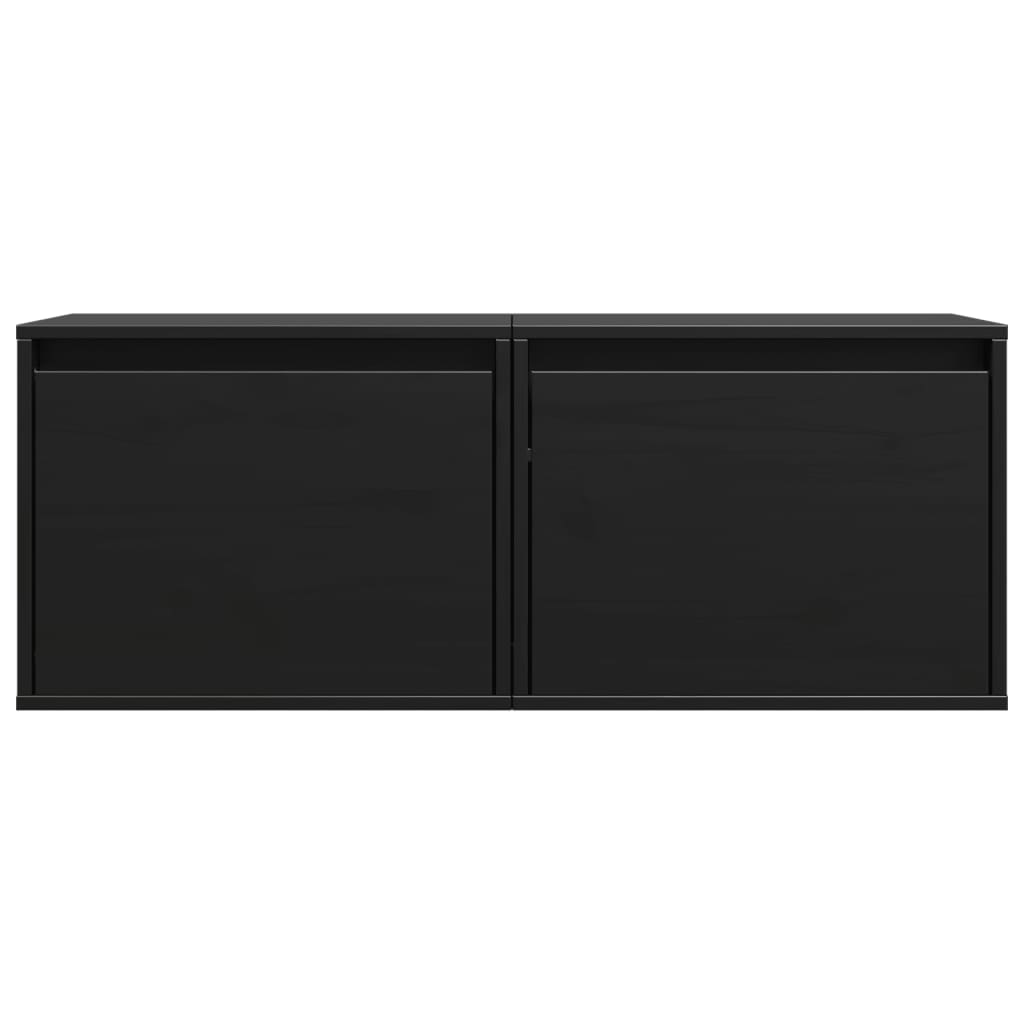 vidaXL Wall Cabinets 2 pcs Black 45x30x35 cm Solid Wood Pine