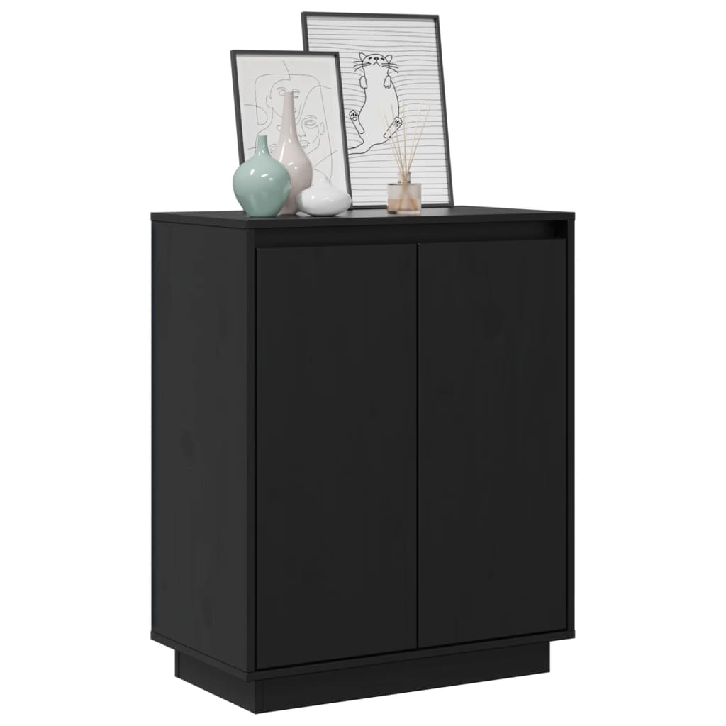 vidaXL Sideboard Black 60x34x75 cm Solid Wood Pine