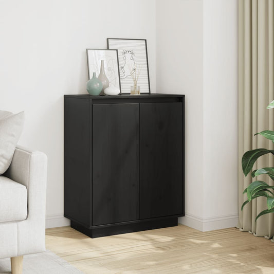 vidaXL Sideboard Black 60x34x75 cm Solid Wood Pine