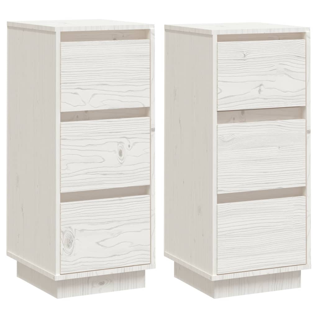 vidaXL Sideboards 2 pcs White 32x34x75 cm Solid Wood Pine