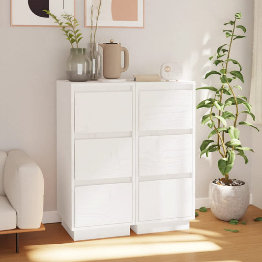 vidaXL Sideboards 2 pcs White 32x34x75 cm Solid Wood Pine