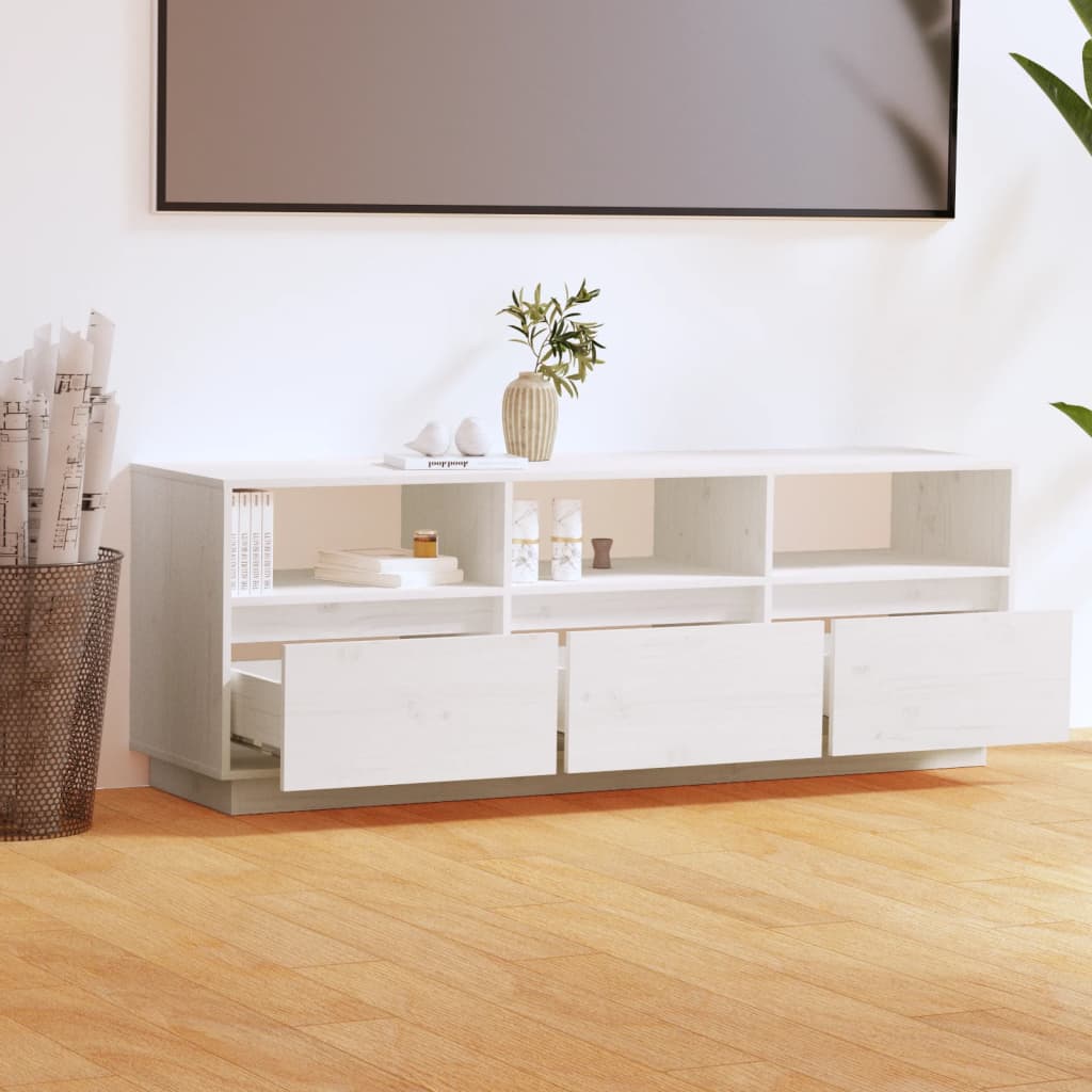 vidaXL TV Cabinet White 140x37x50 cm Solid Wood Pine