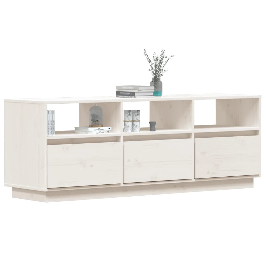 vidaXL TV Cabinet White 140x37x50 cm Solid Wood Pine