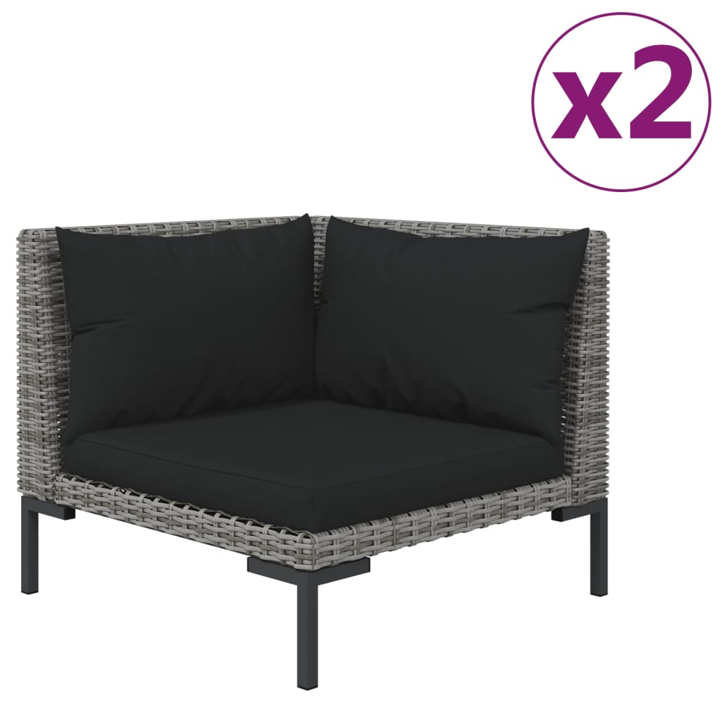 vidaXL 3 Piece Garden Lounge Set Dark Grey Half Round Poly Rattan