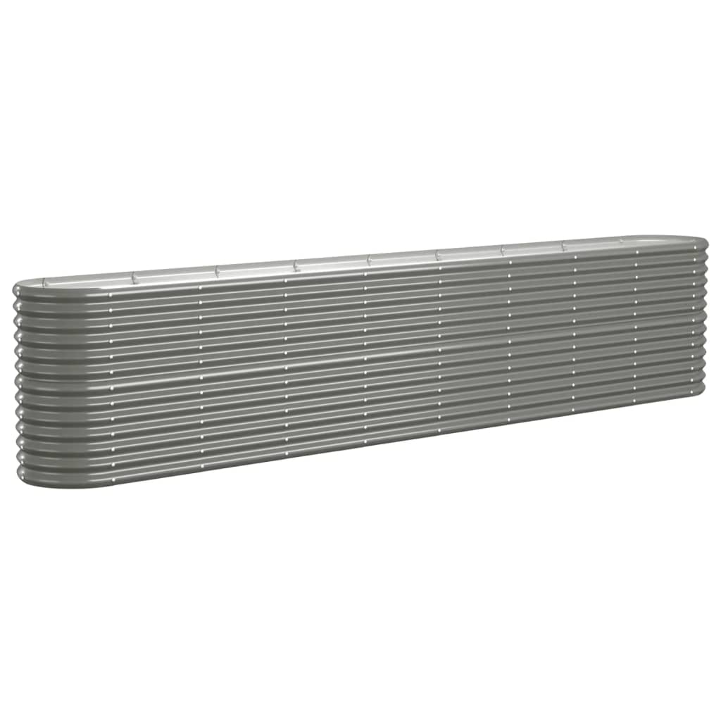 vidaXL Garden Raised Bed Powder-Coated Steel 332x40x68 cm Grey