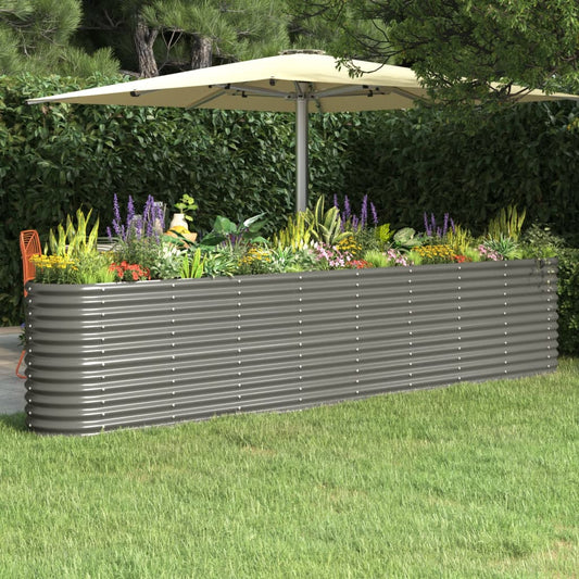 vidaXL Garden Raised Bed Powder-Coated Steel 332x40x68 cm Grey