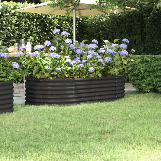 vidaXL Garden Raised Bed Powder-Coated Steel 152x80x36 cm Anthracite