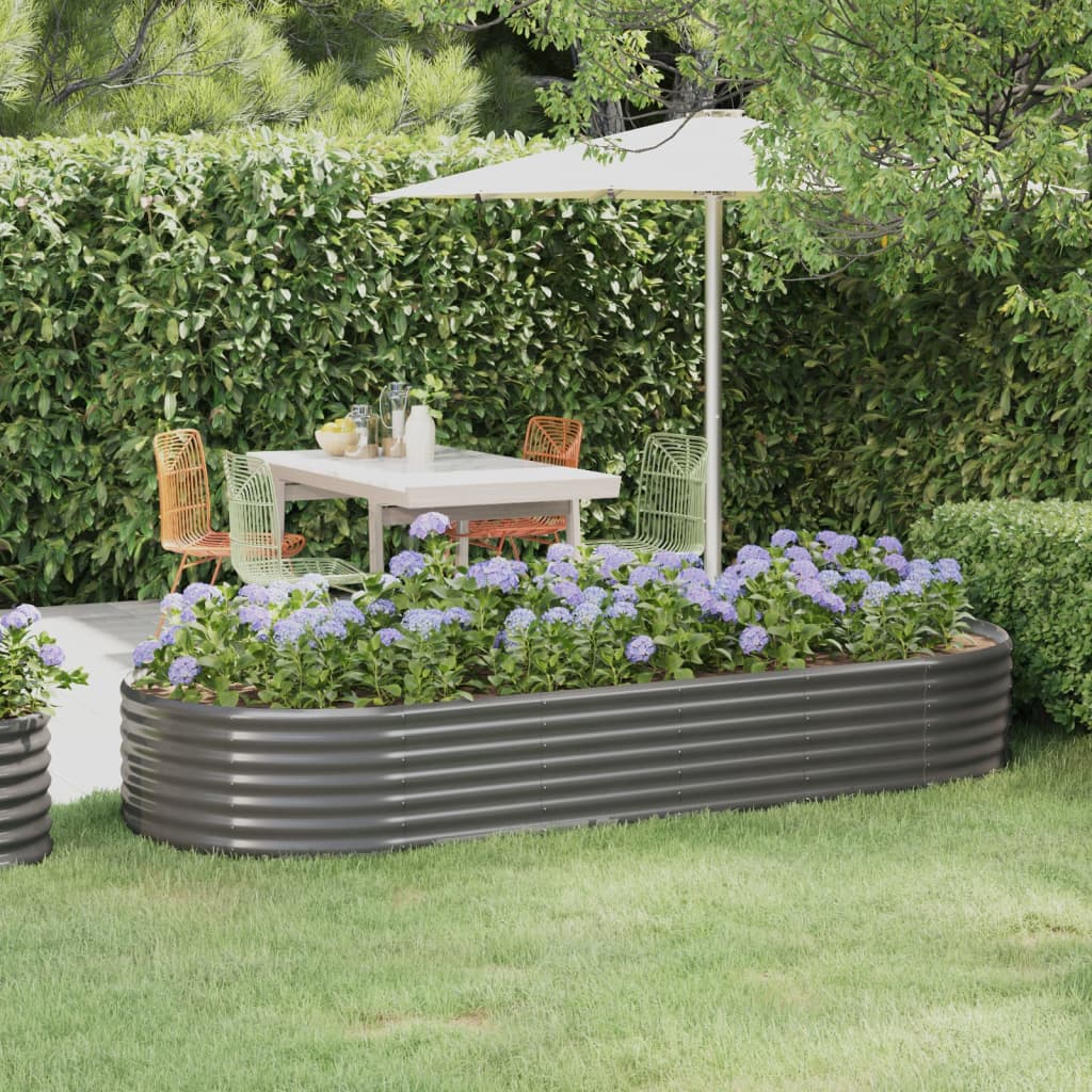 vidaXL Garden Raised Bed Powder-Coated Steel 249x100x36 cm Grey