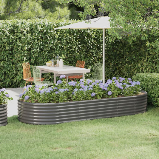 vidaXL Garden Raised Bed Powder-Coated Steel 249x100x36 cm Grey
