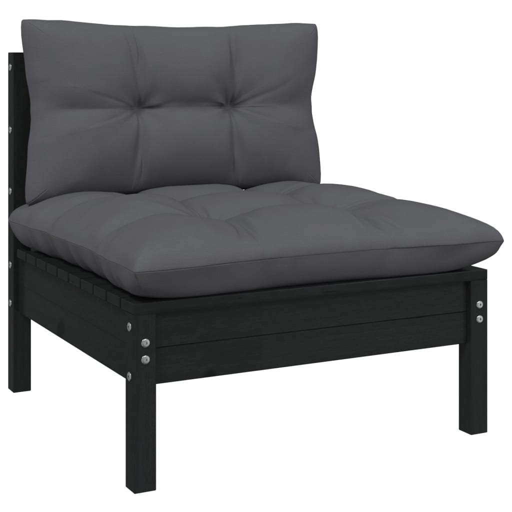 vidaXL 4 Piece Garden Lounge Set with Anthracite Cushions Pinewood