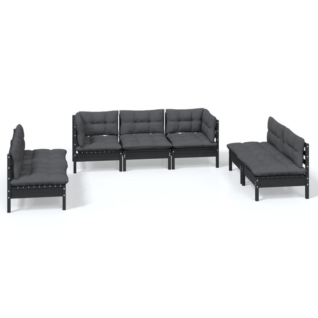 vidaXL 7 Piece Garden Lounge Set with Cushions Solid Pinewood