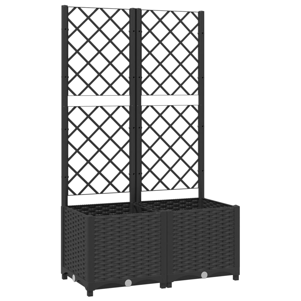 vidaXL Garden Planter with Trellis Black 80x40x136 cm PP
