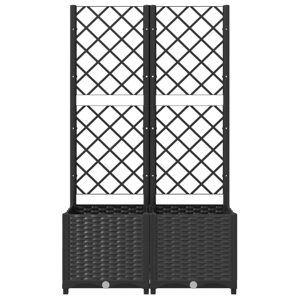 vidaXL Garden Planter with Trellis Black 80x40x136 cm PP