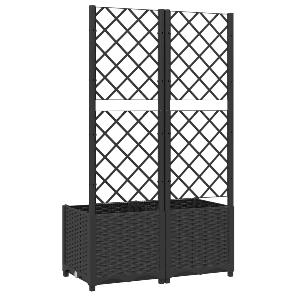 vidaXL Garden Planter with Trellis Black 80x40x136 cm PP