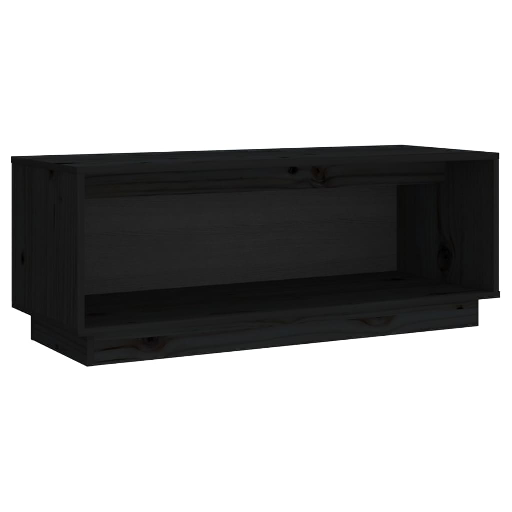 vidaXL TV Cabinet Black 90x35x35 cm Solid Wood Pine